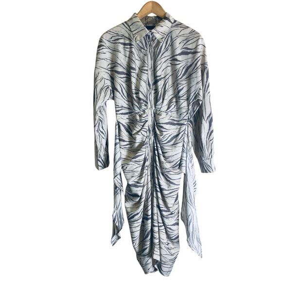 DO+BE Silver Ruched Long Sleeve Dress Animal Print Sz M - Picture 1 of 16